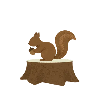 どんぐりを持っているリスのイラスト