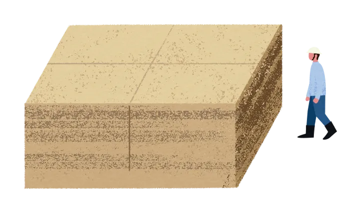 資材を確認している社員のイラスト