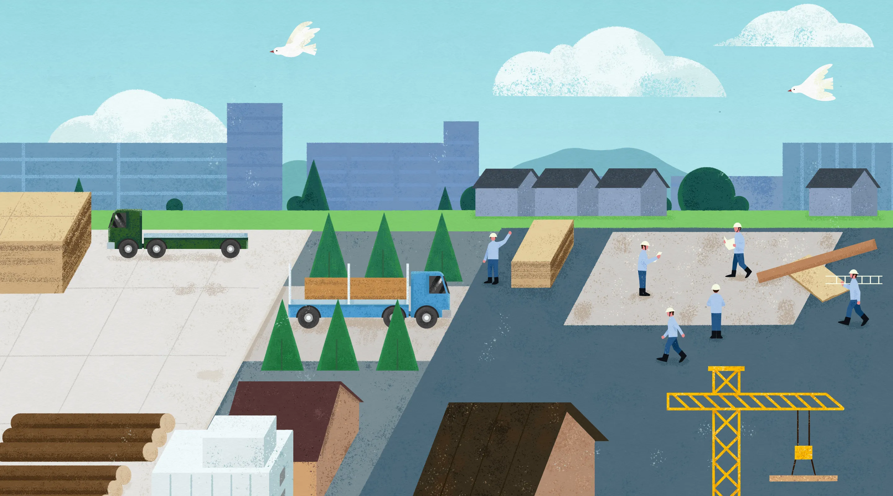 製品流通部門の世界観イラスト